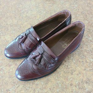 Bostonian Men's Size 9.5 Tassel Kiltie Wing Tip Loafers Cordovan Brown